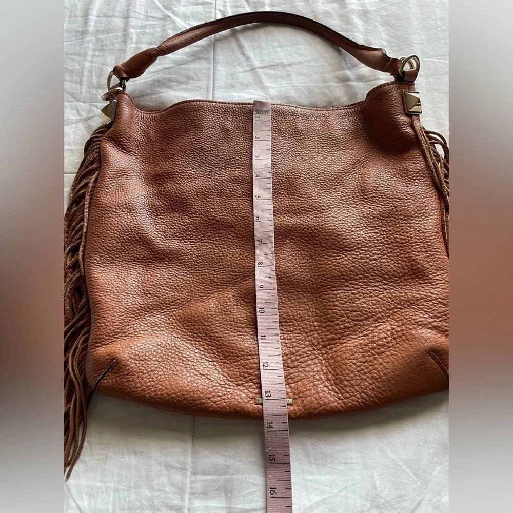 Rebecca Minkoff Clarke Leather Fringe Hobo Bag Cognac‎ Brown Western Rodeo Boho